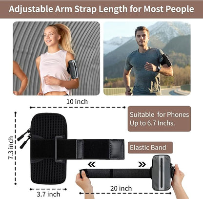Prime Comfort Running Phone Holder Armband, iPhone Arm Bands for Exercise, Running Arm Bands for Cell Phone, Phone Purse Cell Phone Holder for Walking (Grey)