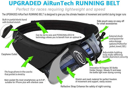 AiRunTech Running Hydration Belt with Water Bottle Holder,Hiking Fanny Pack for Phone and Wallet,Running Bag Runners Essentials Accessories Marathon Triathlon Walking Jogging Gear Gift