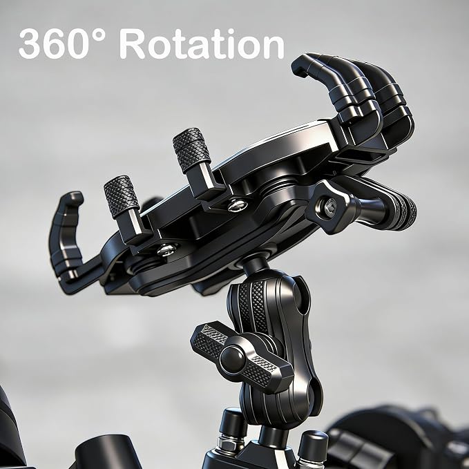 Motorcycle Phone Mount Holder with Vibration Dampener, Heavy Duty Bike Phone Holder, Anti-Shake Handlebar for Bicycle Bike Phone Holder Mount, Adjustable Fit 5.4-6.9'' Smartphone