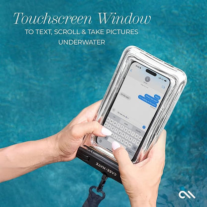 Case-Mate 2 Pack IP68 Waterproof Phone Pouch - Floating Waterproof Phone Case w/Crossbody Lanyard - Beach Cruise Ship Travel Essentials - Compatible w/All Devices, Touchscreen Friendly - Silver Chrome