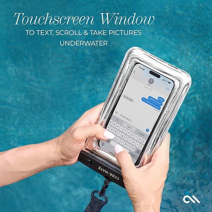 Case-Mate IP68 Waterproof Phone Pouch - Travel Beach Cruise Ship Essentials - Floating Waterproof Phone Case with Crossbody Lanyard for iPhone 17 Pro Max/16 Pro Max/15/14 /13 /S26/S25 - Silver Chrome
