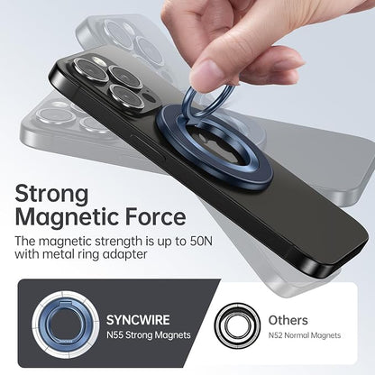 SYNCWIRE Magnetic Phone Ring Holder for MagSafe [2 Pack] - Magnet Cell Phone Grip Stand Finger Ring Kickstand Two-Sided Magnetic Compatible with iPhone 17 Pro Max 16 15 14 13 12 MagSafe Accessories