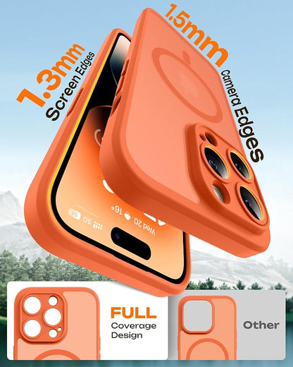 TOCOL for Phone 14 Pro Case, Compatible with Magsafe Charger, Full Camera Protection, Drop Protection, Translucent Matte Phone Case for iPhone 14 Pro 6.1 inch (Orange)