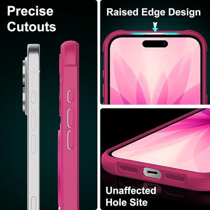 360° Magnetic Swivel Ring for iPhone 17 case, Built-in Metal Stand and Ring Holder, Magsafe Compatible, Military Grade Protection, Shock Resistant - Rose Pink