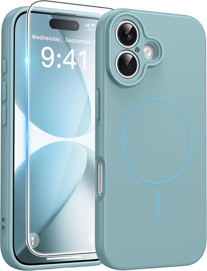 FNTCASE for iPhone 17 Case: [Compatible with Magsafe] Integrated Silicone Phone Cases with [Full Camera Protection] [Screen Protector] Military Grade Shockproof Protective Cover