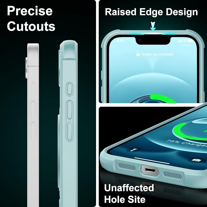 360° Magnetic Swivel Ring for iPhone 16E & 17E Case, Built-in Metal Stand and Ring Holder, Magsafe Compatible, Military Grade Protection, Shock and Vibration Resistant-Lake Blue