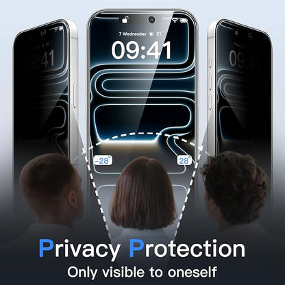 JETech Privacy Screen Protector for iPhone 17 Pro 6.3-Inch with Camera Lens Protector, Anti-Spy Tempered Glass Film, Easy Installation Tool, 2-Pack Each