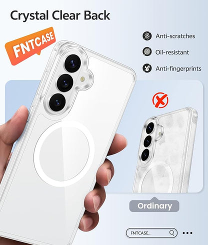 FNTCASE for Samsung Galaxy S26 Case: [Fit for Magsafe] [Screen Protector] Anti Yellowing Transparent Clear Military Grade - Shockproof Protective Phone Cover for Samsung S 26 - Clear