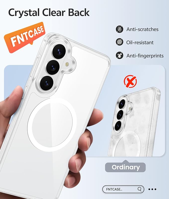 FNTCASE for Samsung Galaxy S26+ Plus Case: [Fit for Magsafe] [Screen Protector] Anti Yellowing Transparent Clear Military Grade - Shockproof Protective Phone Cover for Samsung S26 Plus - Clear