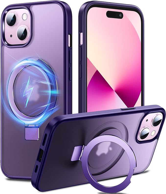 Chicfun 3-in-1 [Magnetic+Kickstand+Ring Holder] for iPhone 14 Plus Case with Stand Ring Holder， Compatible with MagSafe, Military Shockproof Kickstand Phone Case iPhone 14 Plus Cover Purple