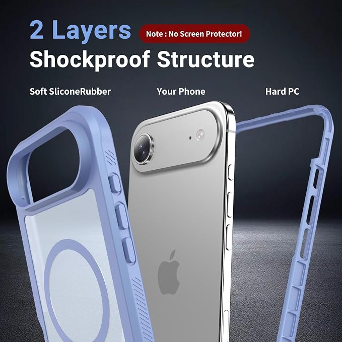 jaroco Magnetic for iPhone Air Case, [Compatible with MagSafe][Military Grade Drop Protection][Heavy Duty Protection][Non-Slip][Shockproof] 2-Layer Durable Bumper Phone Case 6.5''-Blue Purple