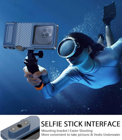 Waterproof Phone Case for Snorkeling - Underwater Touchscreen Housing, Universal Underwater Photo&Video Diving Case for iPhone 16/15/14 Pro Max Samsung Galaxy S25/S24 Ultra Up to 6.9'' Blue