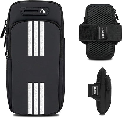 Phone Holder for Running Armband Cell Phone Holder iPhone 17 16 15 14 13 12 11 Pro Max Xs 16e Xr X Plus Galaxy Ultra Note Carrier Bag,Gym Workout Exercise Sports Arm Bands Sleeve Pouch Black