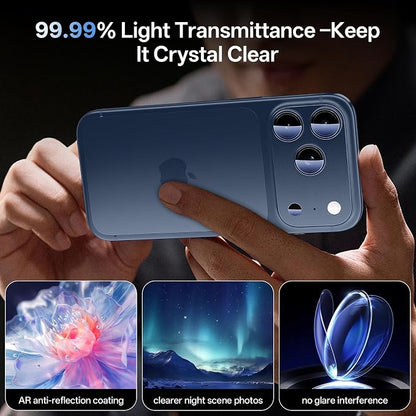 Camera Lens Protector for iPhone 17 Pro 6.3"（2025）-Single Piece,Ultra Thin Aluminum Alloy Frame,9H Dual-Strength Glass with 99% AR Light Transmittance,Case Friendly, Dark Blue