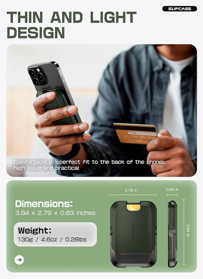 SUPCASE for MagSafe Wallet with Stand, Magnetic Wallet for Men Women, [Hold 6 Cards] [RFID Blocking] [Strong Magnetic Lock] Phone Stand Card Holder for iPhone 17/16/15/14/13/12 Series, Battle Green