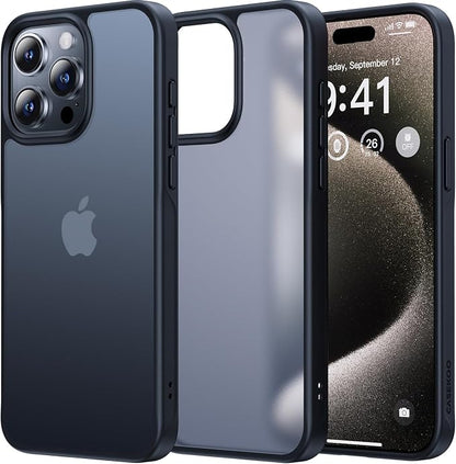 CASEKOO for iPhone 15 Pro Case, [Never Yellow Technology] [Mil-Grade Drop Protection] Translucent Slim Cover Women Men for iPhone 15 Pro Phone Case 6.1 inch, Frosted Black