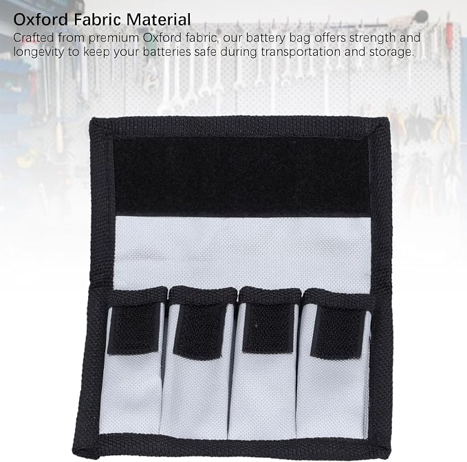Fafeicy Battery Pouch, Battery Bag Holder Organizer with Hook and Loop Fasteners, for 4 Batteries Compact Oxford Fabric Belt Loop