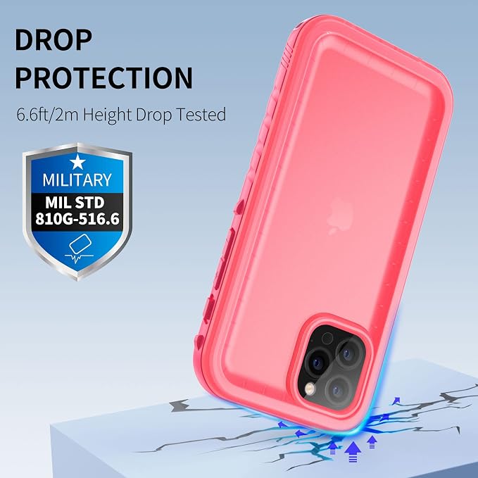 SPORTLINK Compatible with iPhone 12 Pro Max Waterproof Case - Built in Screen Protector Full Body Shockproof Dustproof IP68 Waterproof Case for iPhone 12 Pro Max 6.7 Inch Pink