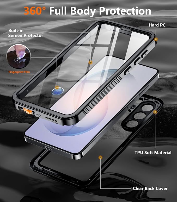 Temdan Designed for Samsung Galaxy S26 Plus Case Waterproof, Built-in Lens & Screen Protector Military Shockproof Dropproof IP68 Underwater Full Body Phone Case for Samsung Galaxy S26 Plus 6.7"-Black