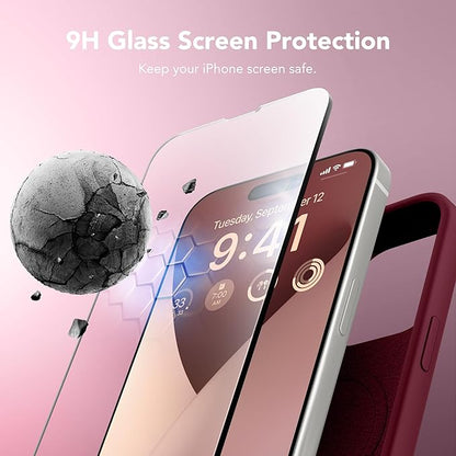 GONEZ Magnetic for iPhone 15 Pro Case, Compatible with MagSafe, [Screen Protector + Camera Lens Protector], Silicone Shockproof Anti-Scratch Protective Phone Case 6.1 inch, Maroon