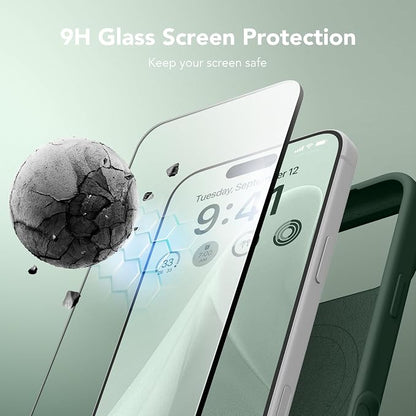 GONEZ Magnetic for iPhone 17 Pro Case, Compatible with MagSafe, [Screen Protector + Camera Lens Protector], Liquid Silicone Anti-Scratch Shockproof Protective Phone Case 6.3 inch, Army Green