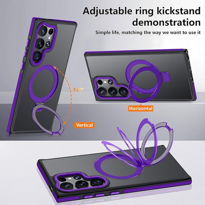 for Samsung Galaxy S22 Ultra Case, Magnetic Adjustable Ring Stand [Fit for Magsafe], [Military-Grade Shockproof Protection] Phone Case for S22 Ultra Case with Kickstand&Ring Holder (Purple)