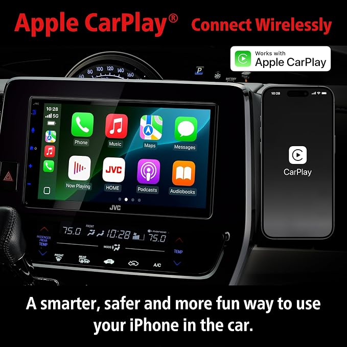 JVC KW-M690BW 6.8" Capacitive Touchscreen Car Stereo – Wireless Apple CarPlay & Android Auto, Bluetooth, USB Mirroring, 13-Band EQ