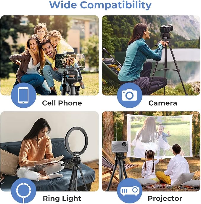 UBeesize 54'' Camera Tripod, Phone Tripods for iPhone with Bag, Travel Tripode Stand with Remote Compatible with iPhone 17/1615/14/13/12/11, Android Phones, Cameras, DSLR and Gopro