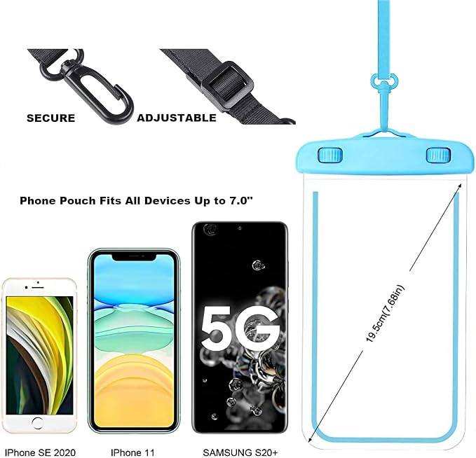 Waterproof Phone Pouch, Universal Case Compatible for iPhone 16 15 14 13 12 Pro Max Plus Up to 8.3", 3 Pack (Blue Green Pink)