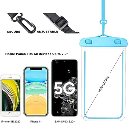 Waterproof Phone Pouch, Universal Case Compatible for iPhone 16 15 14 13 12 Pro Max Plus Up to 8.3", 3 Pack (Blue Green Pink)