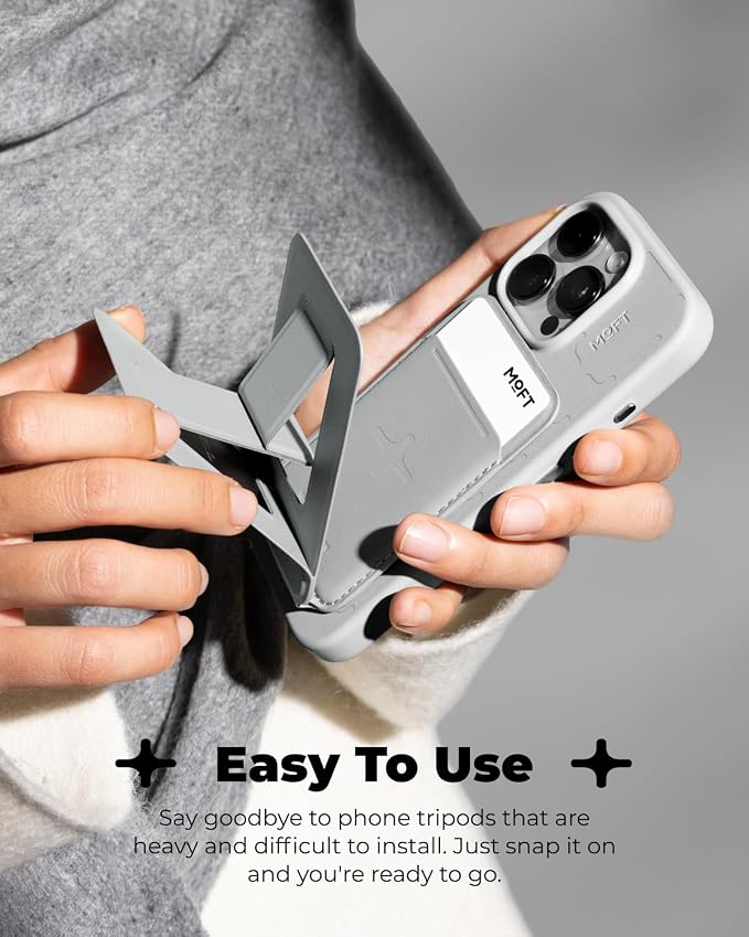 MOFT Phone Tripod Wallet x Tombogo for iPhone, Mulit-Angles, Lightweight & Portable Phone Stand, MOVAS Vegan Leather Phone Wallet, Strong Magnets, NFC Card Holder, Cement (with Card Slot)