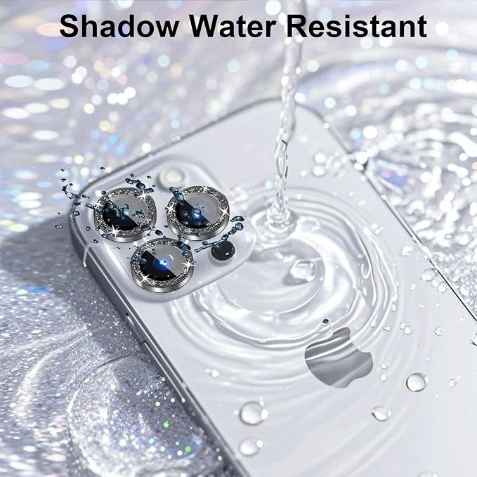Compatible for iPhone 15/iPhone 15 Plus Camera Lens Protector Bling, Cute Sparkle Glitter Luxury Camera Cover for Women, Anti-Scratch, Easy Install, (2 Sets=4Pack), Black