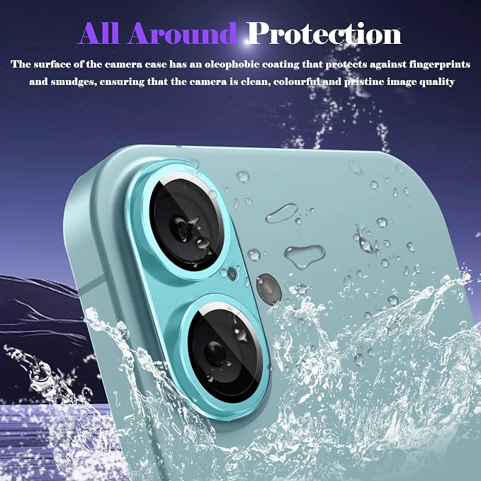 Camera Lens Protector for iPhone 16 / iPhone 16 Plus Camera Lens Protector [Strong Adsorption] [Not Easy to Break] Metal Tempered Glass Rear Camera Screen Cover - Green