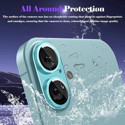 Camera Lens Protector for iPhone 16 / iPhone 16 Plus Camera Lens Protector [Strong Adsorption] [Not Easy to Break] Metal Tempered Glass Rear Camera Screen Cover - Green