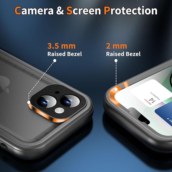 Cozycase Compatible with iPhone 14 Plus Waterproof Case - Full Body Shockproof Dustproof Dropproof Built in Screen Protector Rugged Waterproof Case for iPhone 14 Plus 6.7 Inche Black