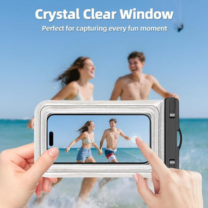Waterproof Phone Pouch, IP68 Floating Waterproof Phone Case, Dry Bag Beach Essentials with Adjustable Lanyard for iPhone 16 Pro Max /15 Pro/Galaxy S24 S23, Up to 7.0'', Flash Silver, 1 Pack
