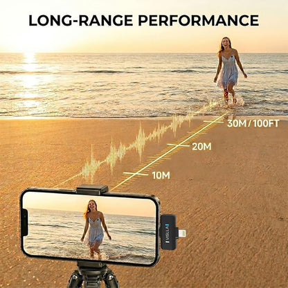 Vislla Mini Microphone for iPhone & Android, Furry Windscreen, Noise Cancelling Wireless Lavalier Microphone,Clip On Lapel Mini Mic Pro for Content Creators Vlogging/YouTube/Tiktok/Streaming/Interview