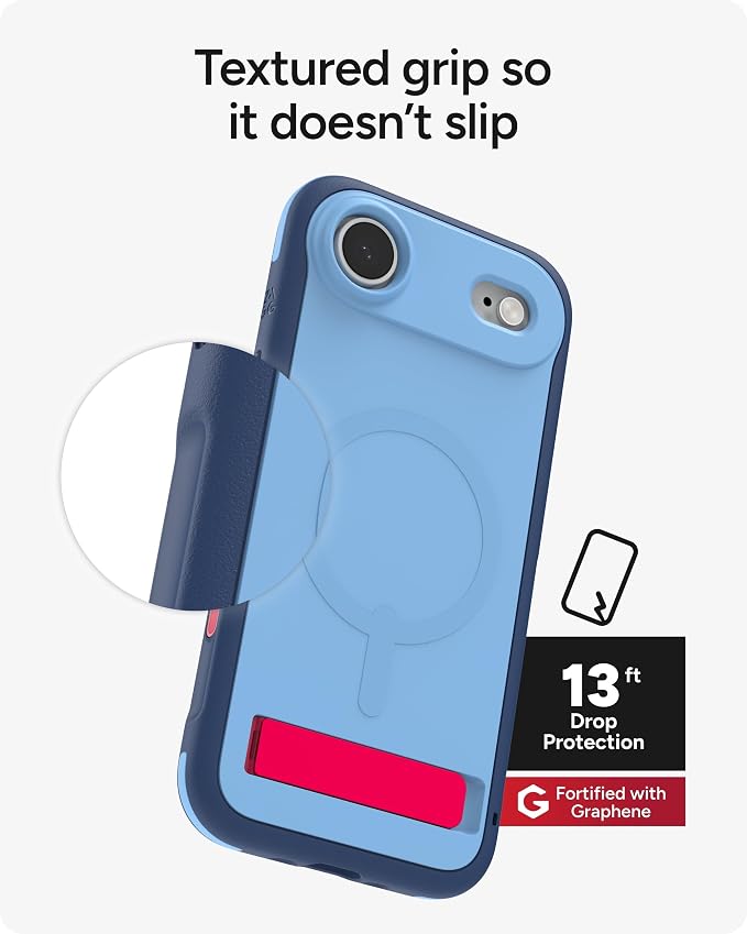 ZAGG Sedona Snap Case with Kickstand for iPhone Air - Blue Royal Ember, Drop Protection (13ft/4m), Multi-Layer Protection, with Camera Button, MagSafe Phone Case with Impact-Absorbing Bumpers