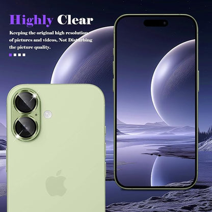 Camera Lens Protector for iPhone 17 Camera Lens Protector [Strong Adsorption] [Not Easy to Break] Metal Tempered Glass Rear Camera Screen Cover - Green