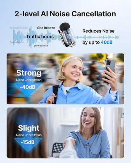 BOYA mini 2 Wireless Lavalier Microphone for iPhone 15/16/17 & Android,AI Noise Cancellation,App Control, 30H Battery Life with Charging Case,Lapel Microphone Wireless for Video Recording Podcast Vlog