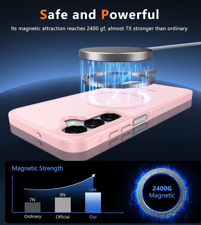 FNTCASE for Galaxy A26 5G Phone Case: Magnetic Matte Translucent Military Grade Drop Protection Cell Phone Cover - Slim Rugged Durable Shockproof Protective for Samsung A26 Cases - Light Pink