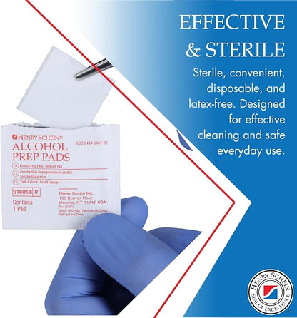 Henry Schein Alcohol Prep Pads, Medium Size, 2,000 Count - 70% Isopropyl Alcohol, Individually Wrapped, Sterile Wipes for Medical & Everyday Use
