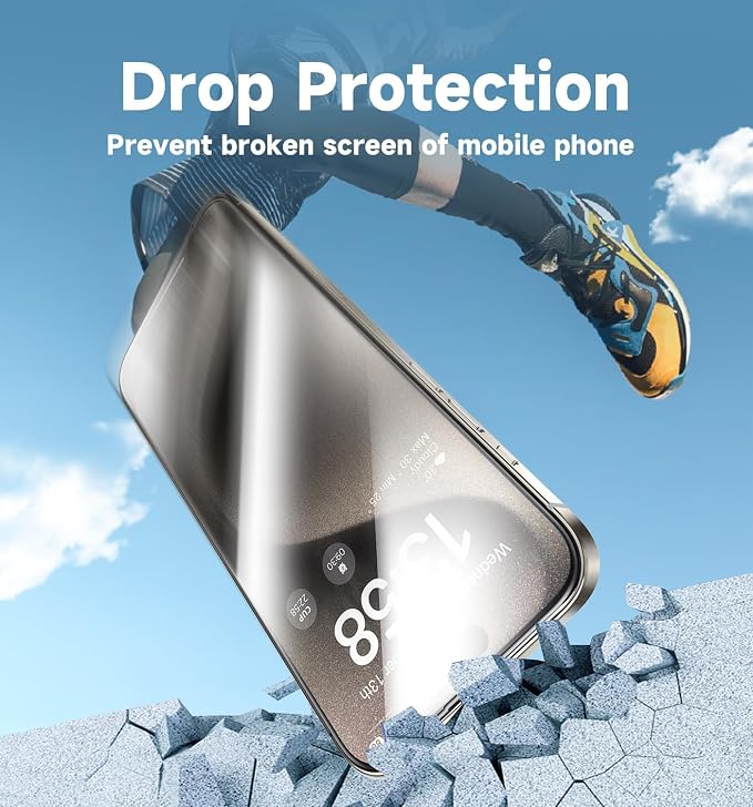 for iPhone 16 Pro Max Screen Protector, Military Grade Shatterproof 9H+ Tempered Glass, Auto Dust-Removal Installation, Full Coverage, HD Clear, Anti-Scratch, Anti-Fingerprint, No Bubble