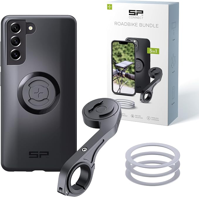 SP CONNECT Road Bike Bundle | SPC+ | Compatible with Samsung S21 FE | Bike Phone Mount | Bicycle Accessories and Bike Phone Holder | Cell Phone Holder Black