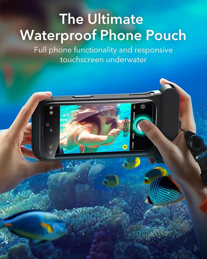 ESR Waterproof Phone Pouch for iPhone 13 Pro / 14 Pro / 15 Pro, Underwater Touch Sensitivity, IPX8 Floating Waterproof Cellphone Case with Lanyard, Dry Bag for Snorkeling, Black, 2 Pack