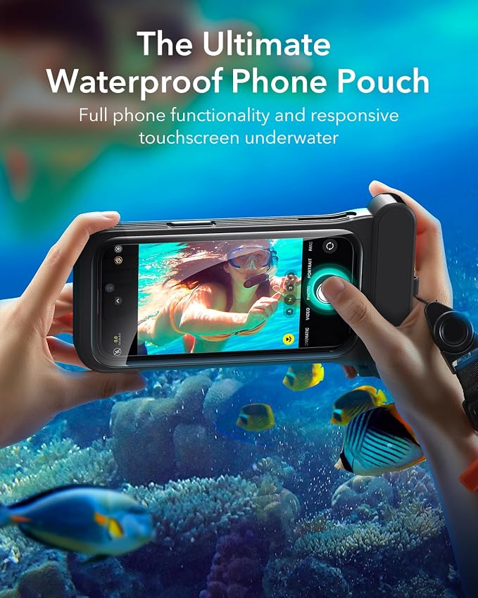 ESR Waterproof Phone Pouch for iPhone 13 Pro / 14 Pro / 15 Pro, Underwater Touch Sensitivity, IPX8 Floating Waterproof Cellphone Case with Lanyard, Dry Bag for Snorkeling, Purple