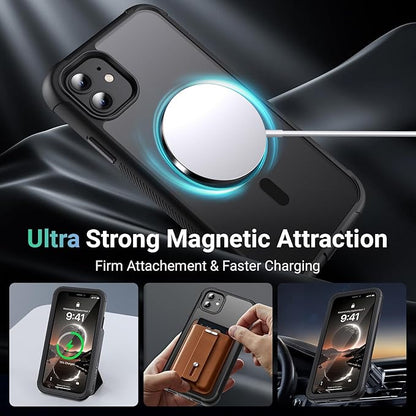 jaroco Magnetic for iPhone 11 Case, [Compatible with MagSafe][Military Grade Drop Protection][Heavy Duty Protection][Non-Slip][Shockproof] 2-Layer Durable Bumper Phone Case 6.1''-Black