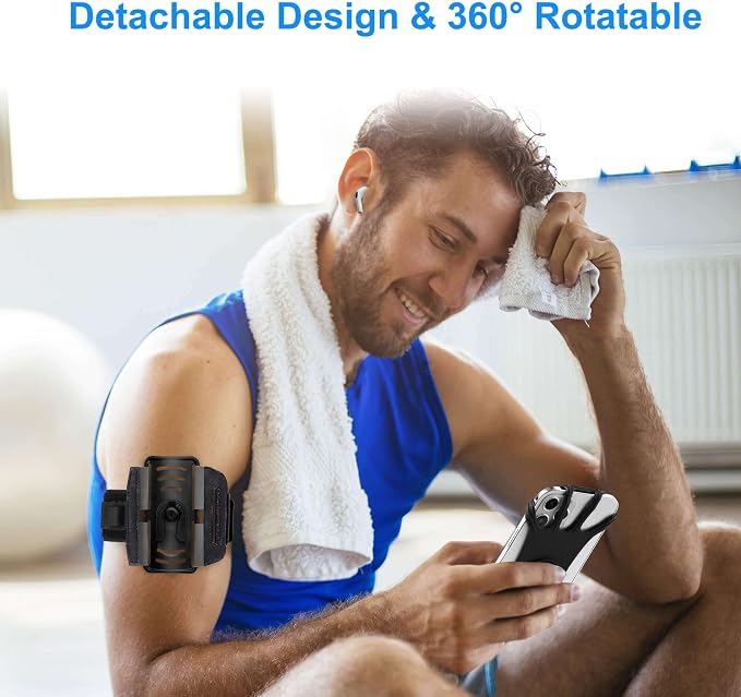 Arm Bands for Cell Phone - Detachable & 360 Rotatable Universal Cellphone Armband Case Compatible with iPhone Samsung Galaxy Pixel LG for Workout Excersize Sports Jogging Gym Fitness Runner