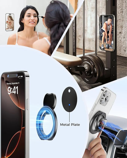 SUPERONE【Upgraded】 Ultra-Thin Magnetic Phone Grip for MagSafe Ring Holder, Removable Gym Dual-Sided Magnets MagSafe Kickstand for iPhone 17/16/15/14/13/12 & All Smartphones, Fit Magnetic Car Mount
