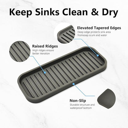 Gosmol Silicone Sponge Holder Kitchen Sink Organizer Tray Dish Caddy Soap Dispenser, Scrubber Spoon Holder,Dishwashing Accessories 2 Pack (Brown)
